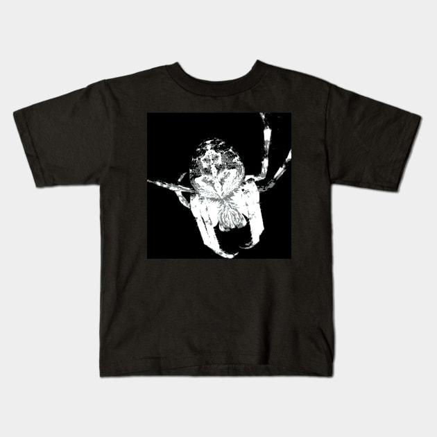The Orb Weaver in White Kids T-Shirt by Mickangelhere1